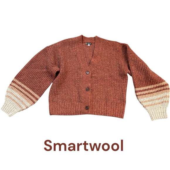 Chunky Ribbed Button-Front Sweater Cardigan - Rust - Picture 2 of 10